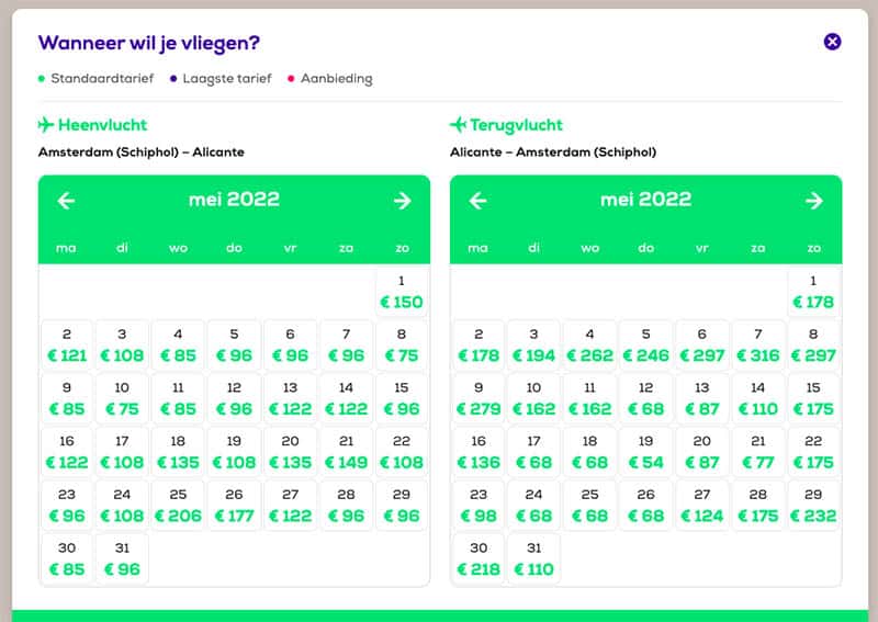 Goedkope vlucht boeken - bekijk het maandoverzicht