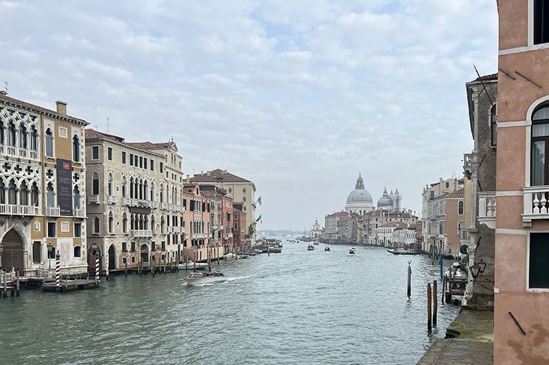 Uitzicht over het Grand Canal in Venetie en de Basiliek Van Santa Maria della Salute